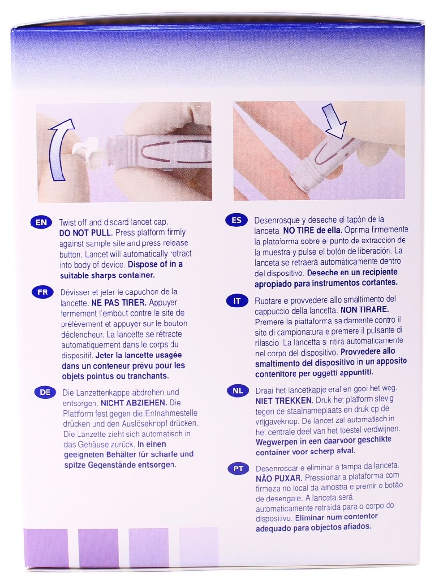 Unistik 3 lancet shows twist-off cap for quick, sterile use in clinical settings.