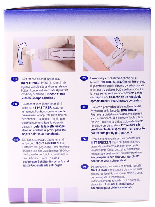 Unistik 3 lancet shows twist-off cap for quick, sterile use in clinical settings.