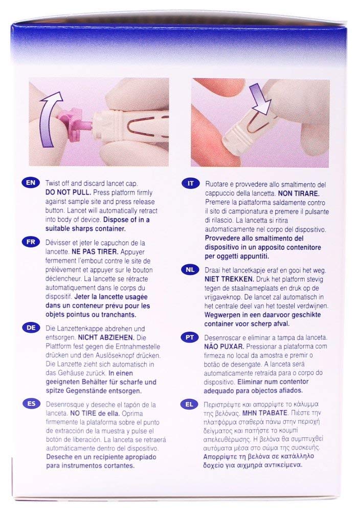 Side-activated Unistik 3 lancet demonstrates controlled activation for smooth sampling.