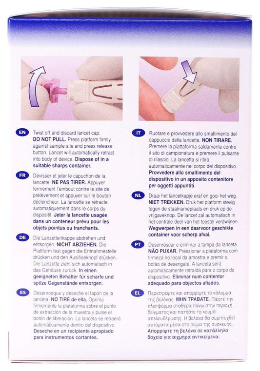 Side-activated Unistik 3 lancet demonstrates controlled activation for smooth sampling.
