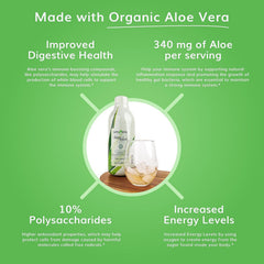 Univera Aloe Select Original juice in glass shows a refreshing aloe beverage.