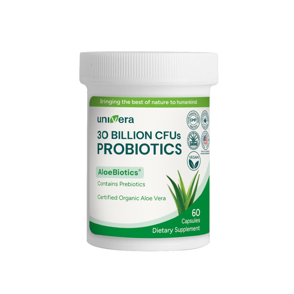 Univera Probiotics for Women bottle pour supports balanced digestion.