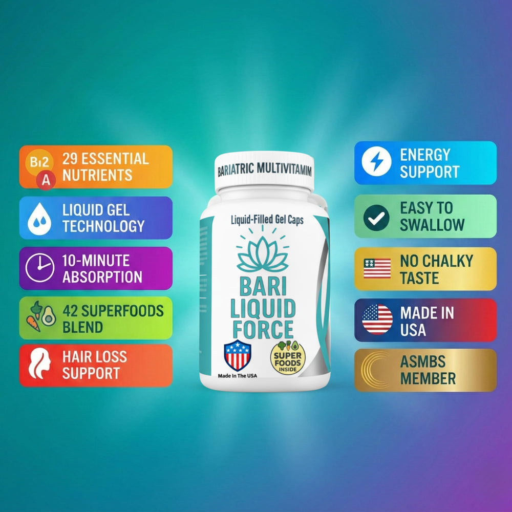 Universal Body Labs Bariatric Liquid Force nutrition panel on label.