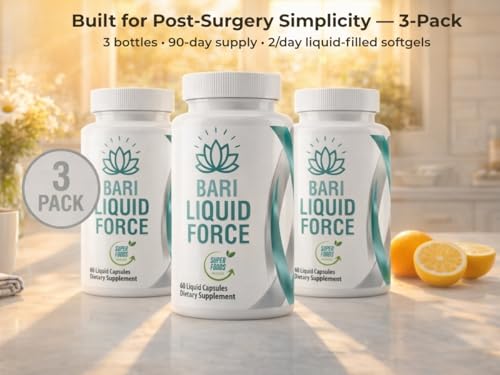 Universal Body Labs liquid-filled softgels close-up emphasizing easy swallowing after bariatric surgery