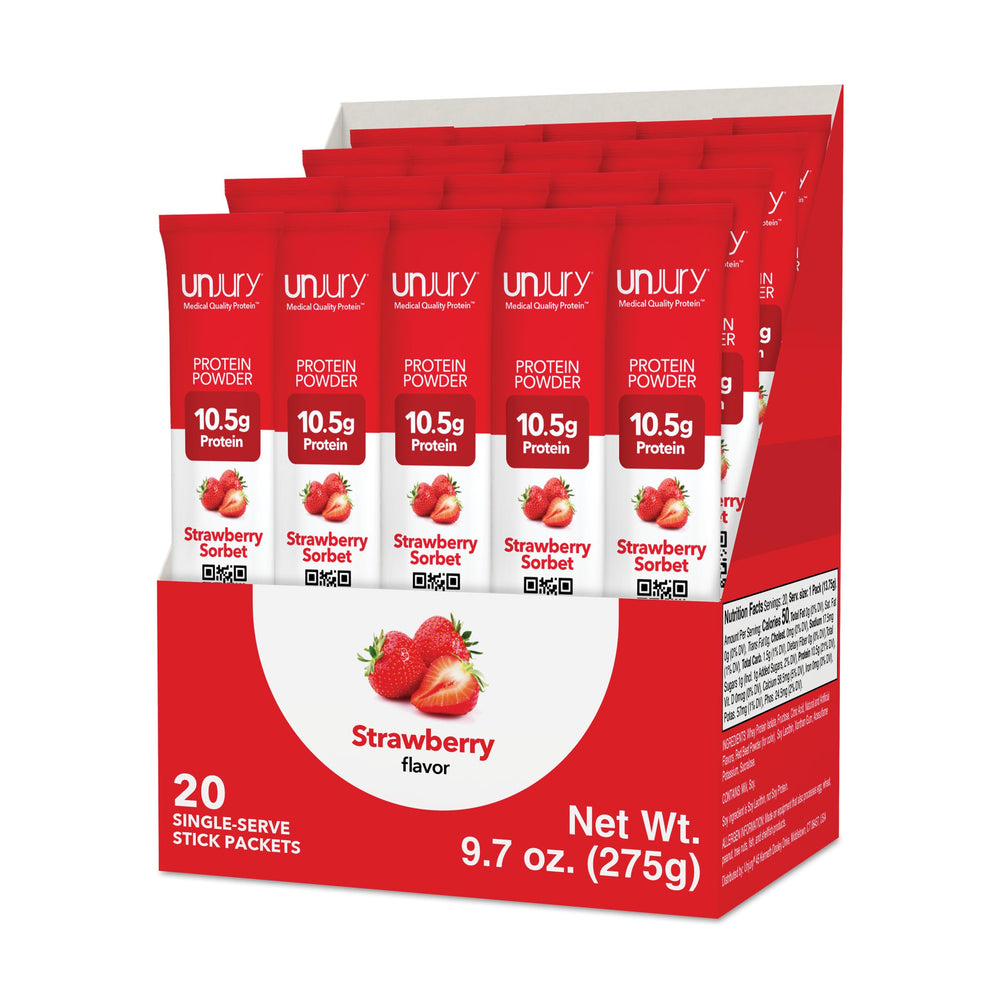 Unjury Strawberry protein stick front view for a convenient low-carb option