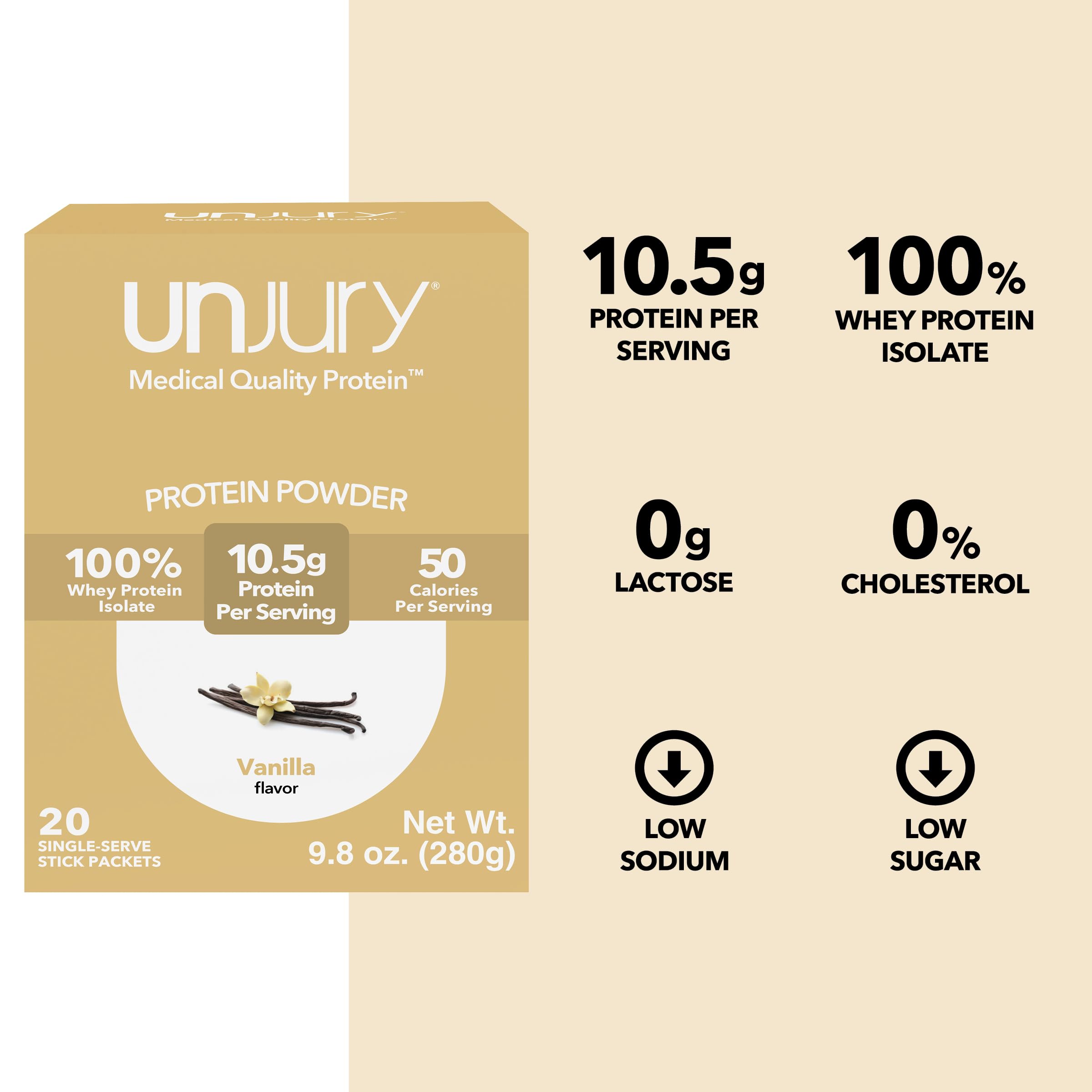 Unjury Vanilla label highlights North American sourcing and quality ingredients.
