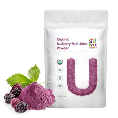 UNLEASH'D ORGANIC mulberry juice powder bottle shows pure, additive-free nutrition