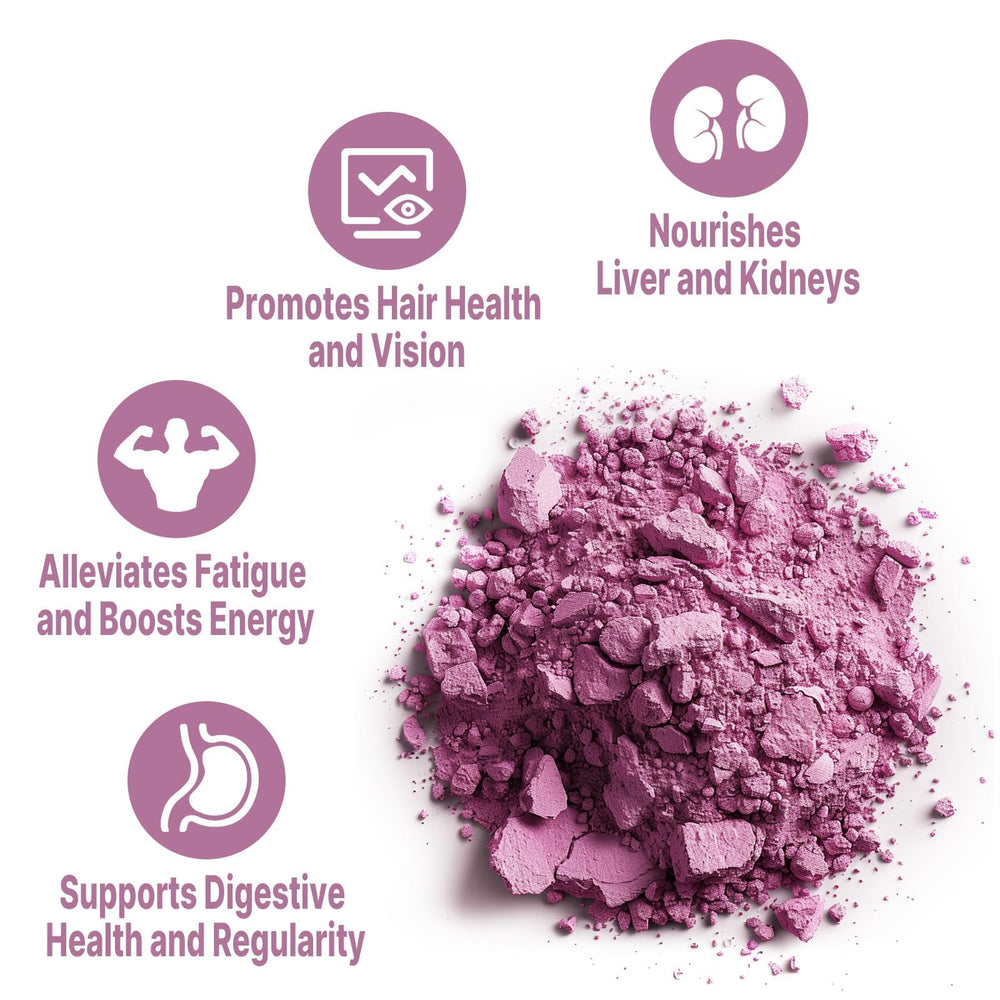 Serving scoop of mulberry powder ready for smoothies and energy