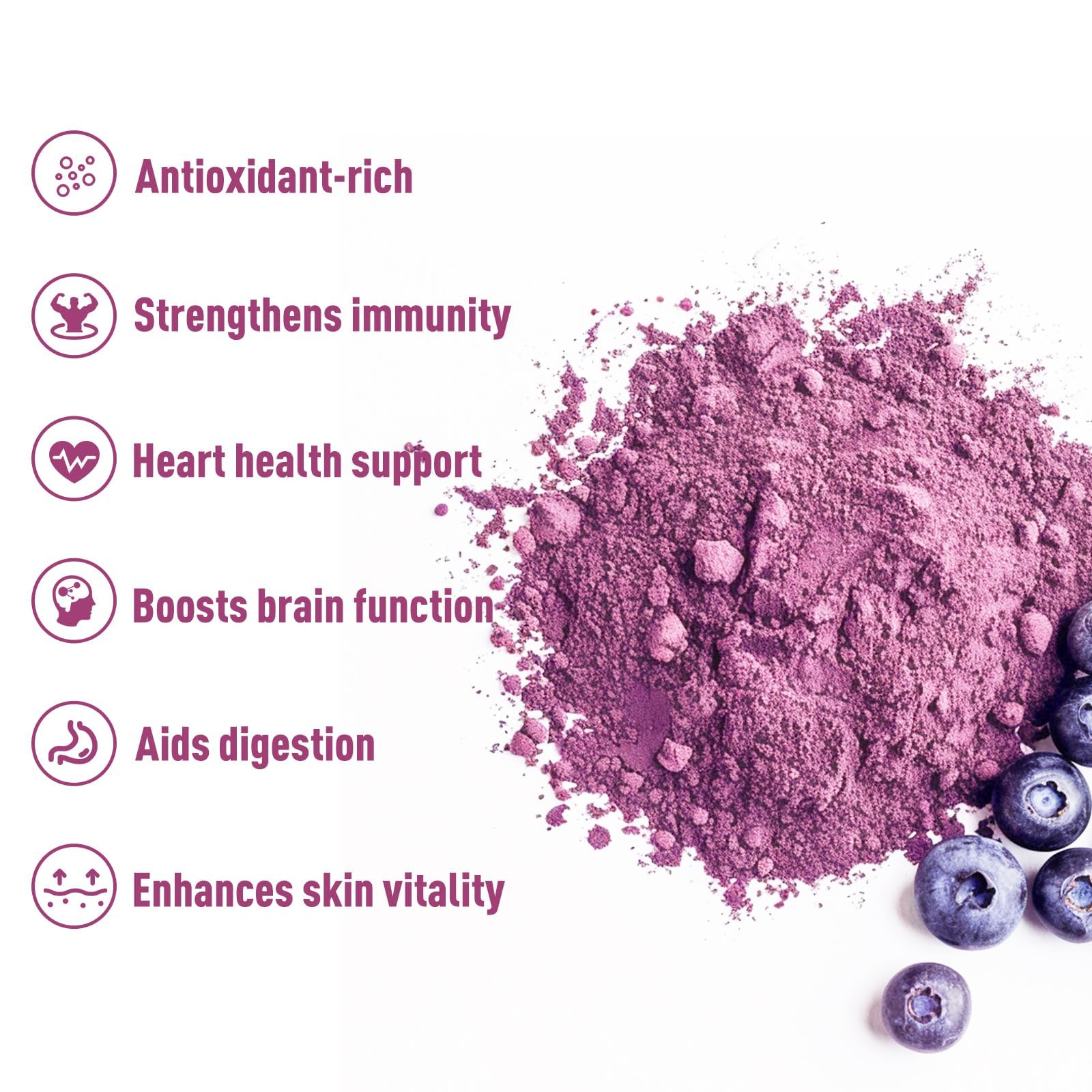 UNLEASH'D ORGANIC Blueberry Powder in bowl ready to mix into drinks