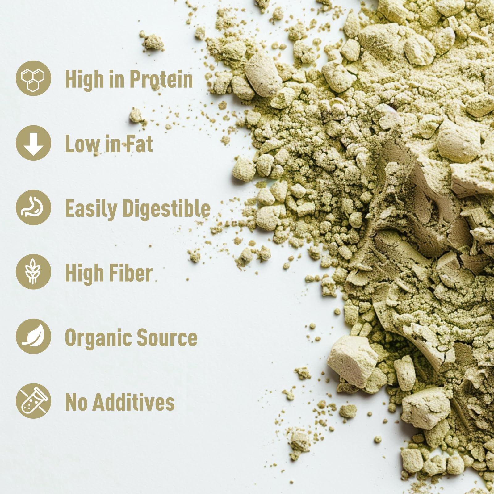 Mung bean protein powder in a smoothie glass emphasizes protein-rich breakfast.