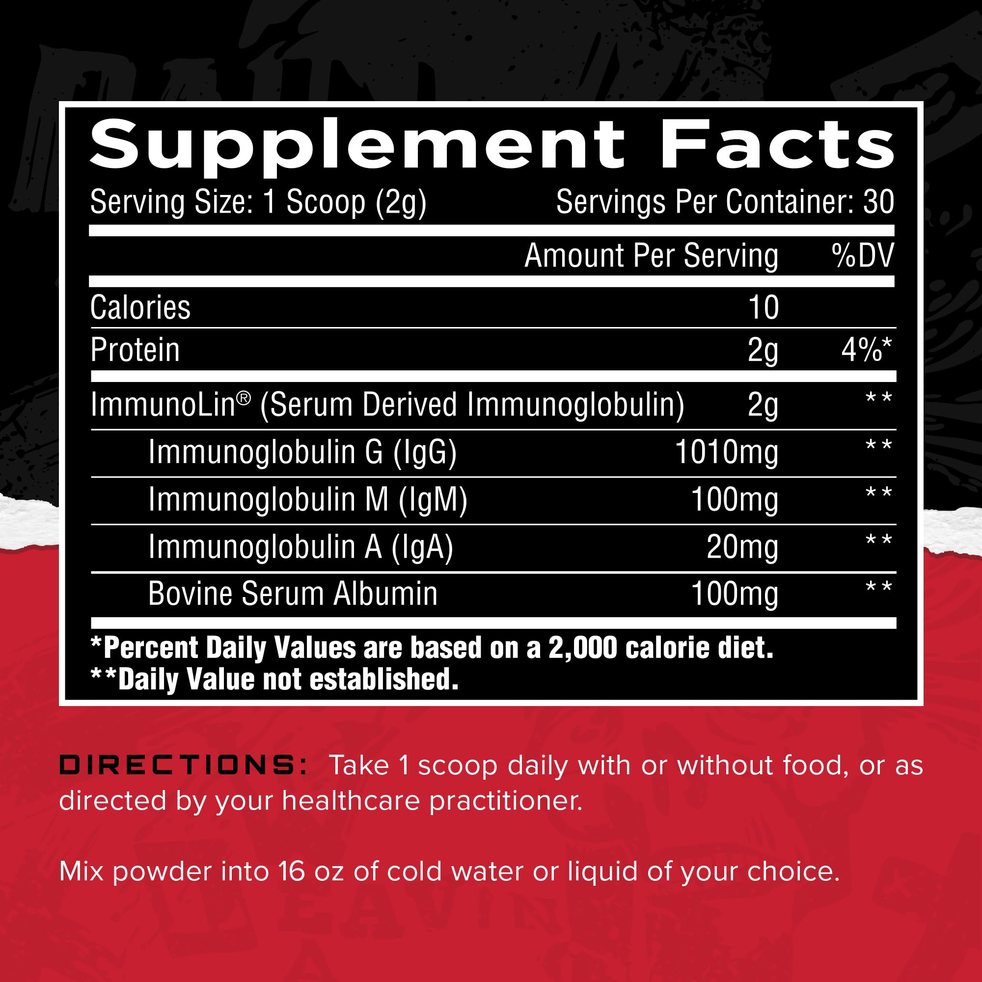 Side view of Unmatched Immuno-IGG bottle highlighting ImmunoLin and non dairy immunoglobulin.
