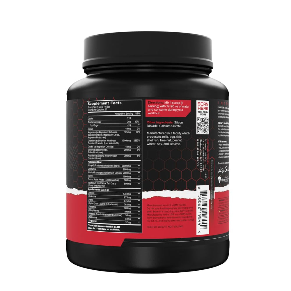 Unmatched Intra Workout Powder coconut water note emphasizes hydration and electrolytes