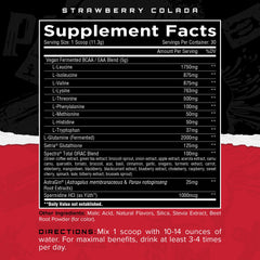 Unmatched Longevity EAA Strawberry Colada pour ready for post-workout mix.