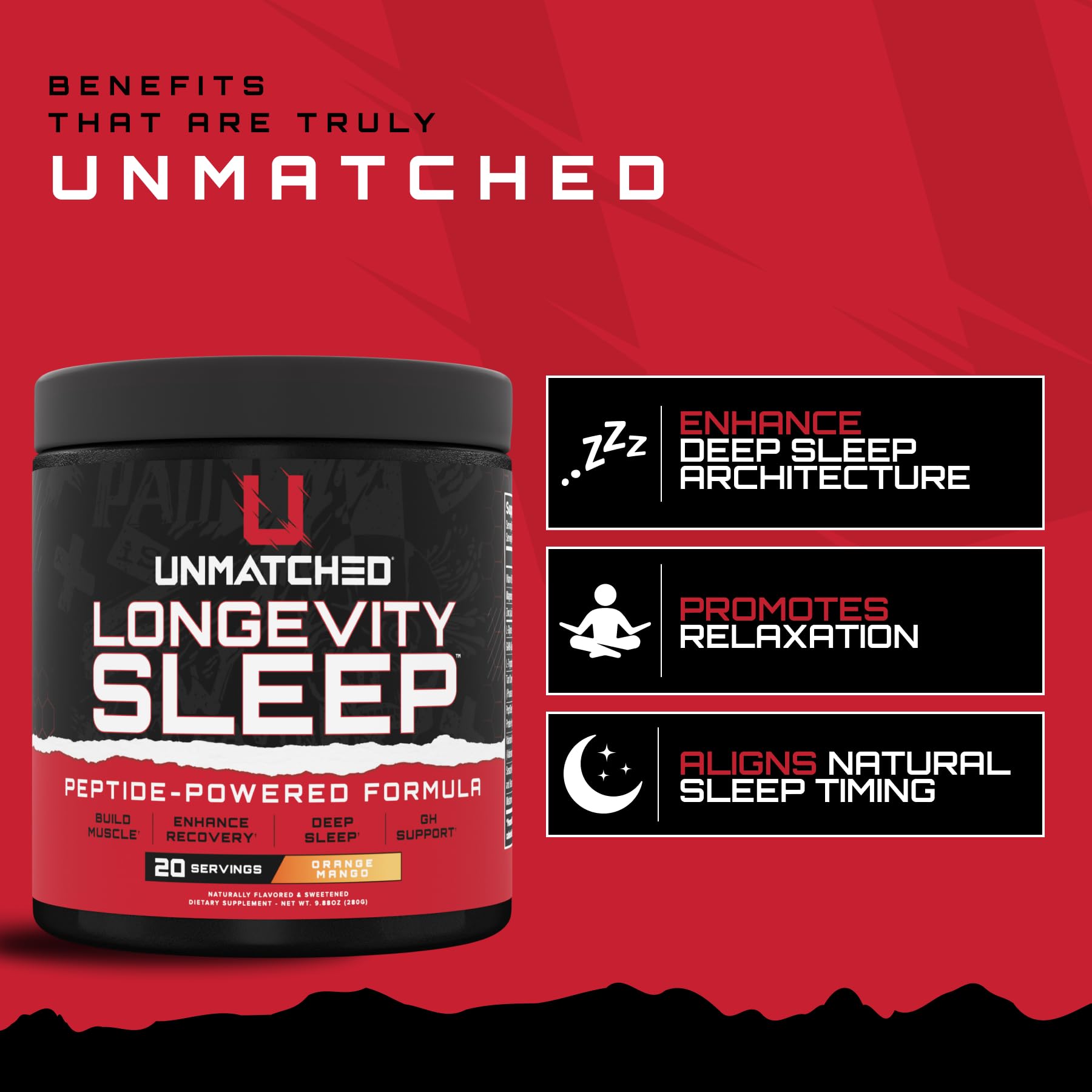 Unmatched Longevity Sleep capsules ready for nightly use to support relaxation