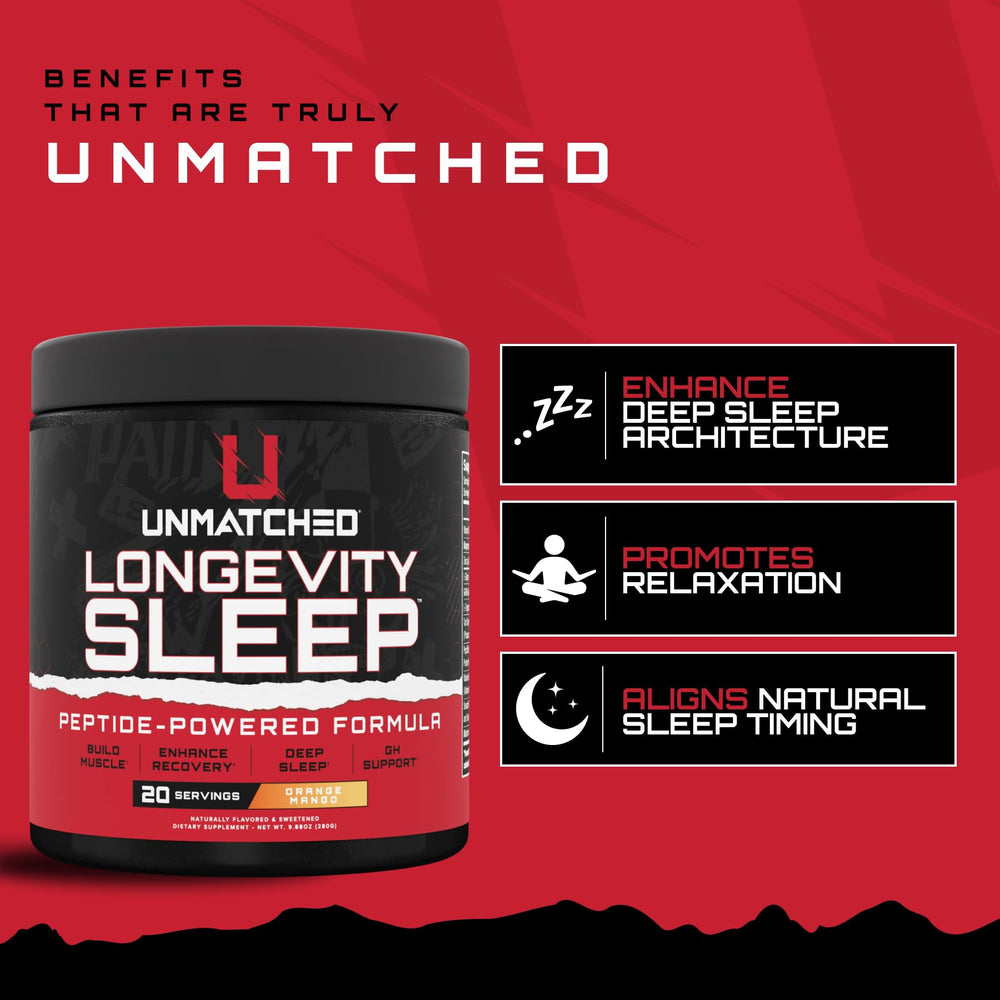 Unmatched Longevity Sleep capsules ready for nightly use to support relaxation