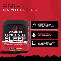 Unmatched Longevity Sleep capsules ready for nightly use to support relaxation