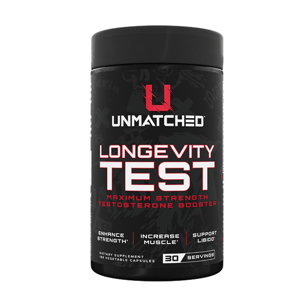 Unmatched Longevity Test bottle close-up highlighting natural testosterone support
