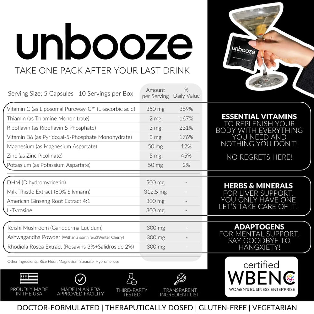 Unsupplements Unbooze purse-ready packs for social events.