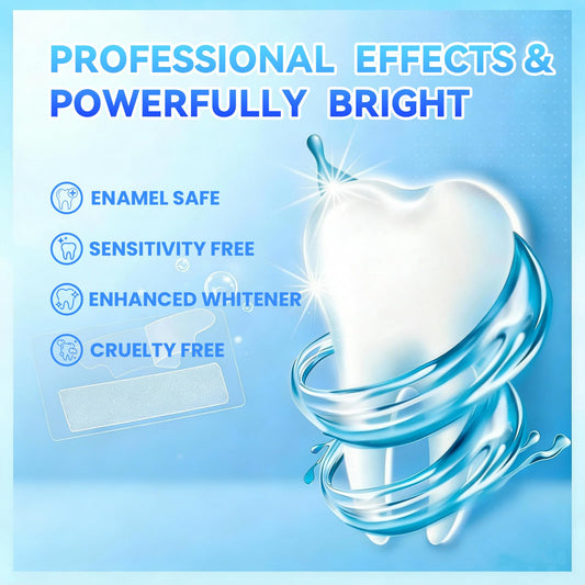 UNUNOT Deudhdal strips on teeth demonstrating secure, comfortable fit during whitening