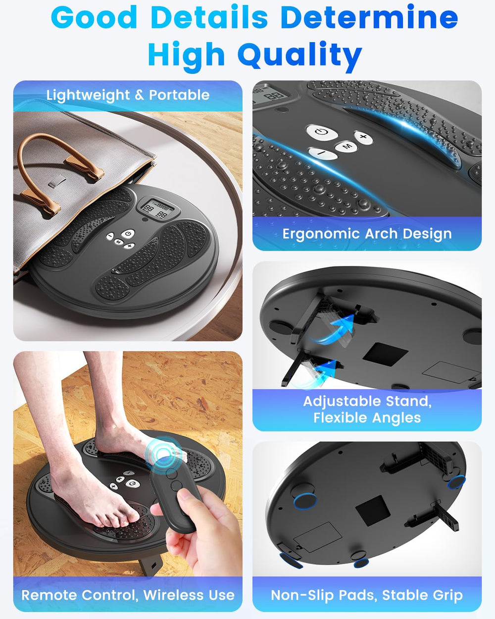 Uoboo foot massager powered by two AAA batteries for portability