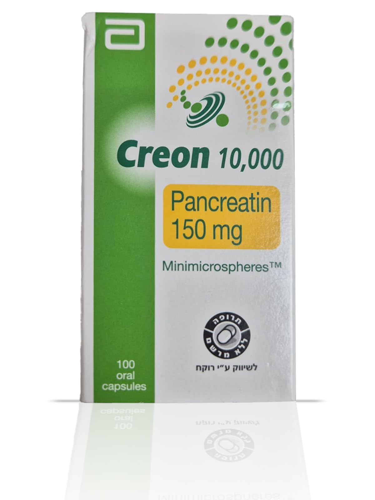 UPAX Creon 10,000 pancreatin bottle with enteric-coated capsules for digestive support
