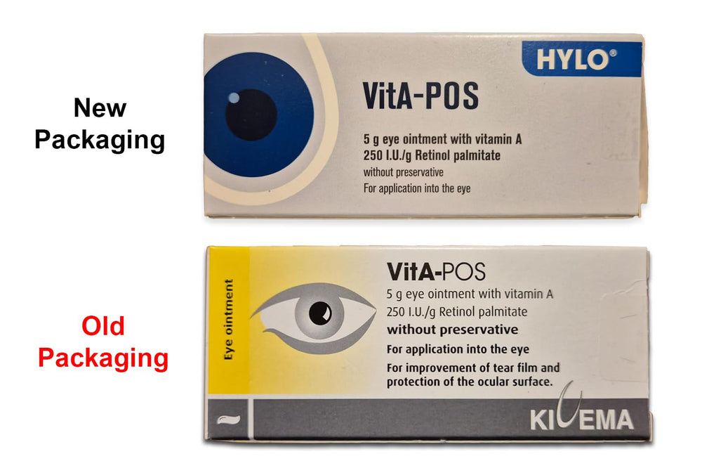 Close-up of cap and tube, UPAX VitA-POS soothing dry eye area overnight.
