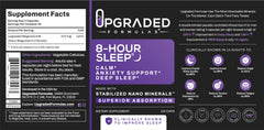 Upgraded Formulas 8-Hour Sleep box beside notebook supports daily routine tracking.