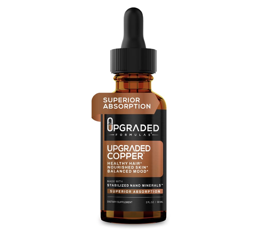 Upgraded Formulas Copper bottle shows easy daily supplementation for copper support.
