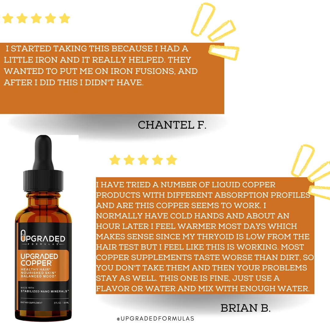 Upgraded Formulas Copper label emphasizes natural ingredients and safety.