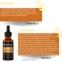 Upgraded Formulas Copper label emphasizes natural ingredients and safety.