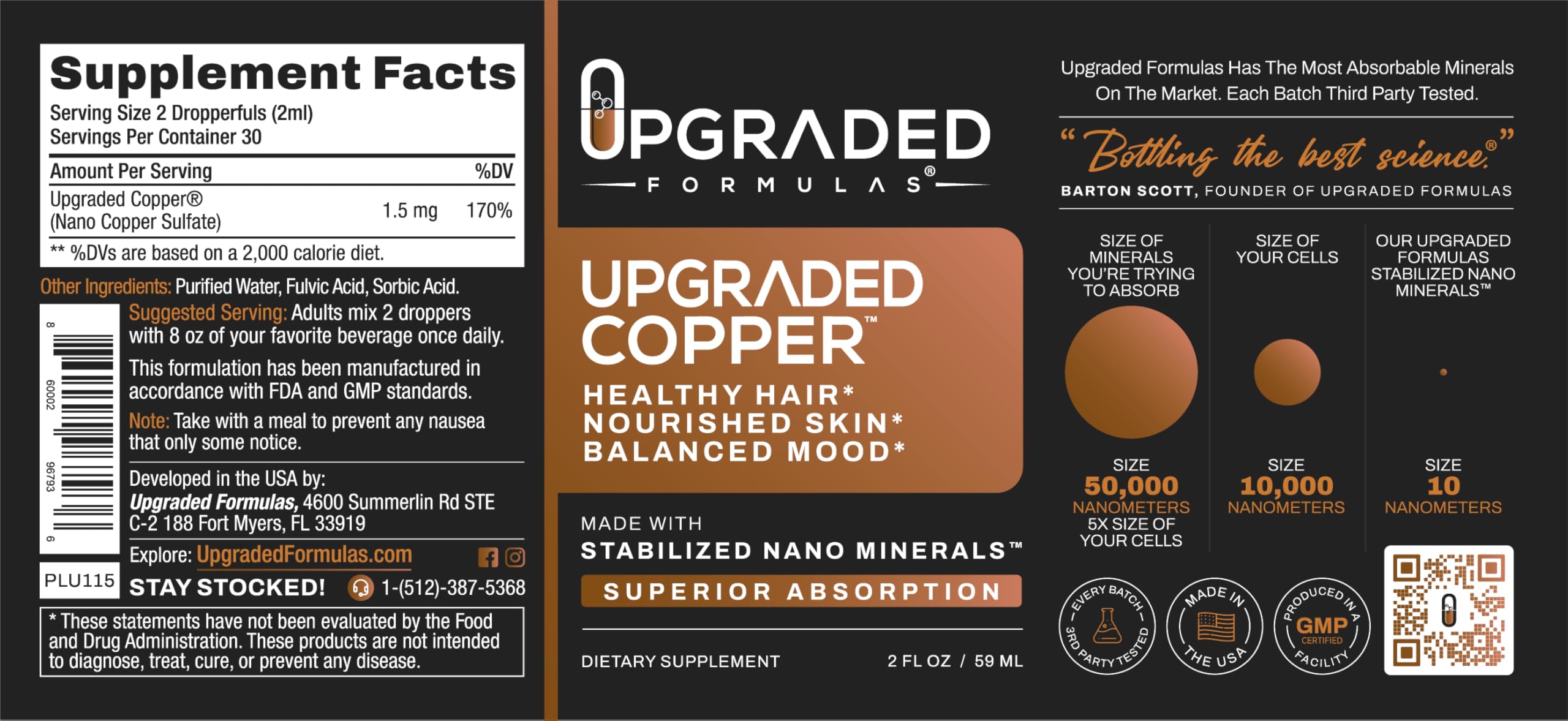Upgraded Formulas Copper serving shot demonstrates daily use for vitality.