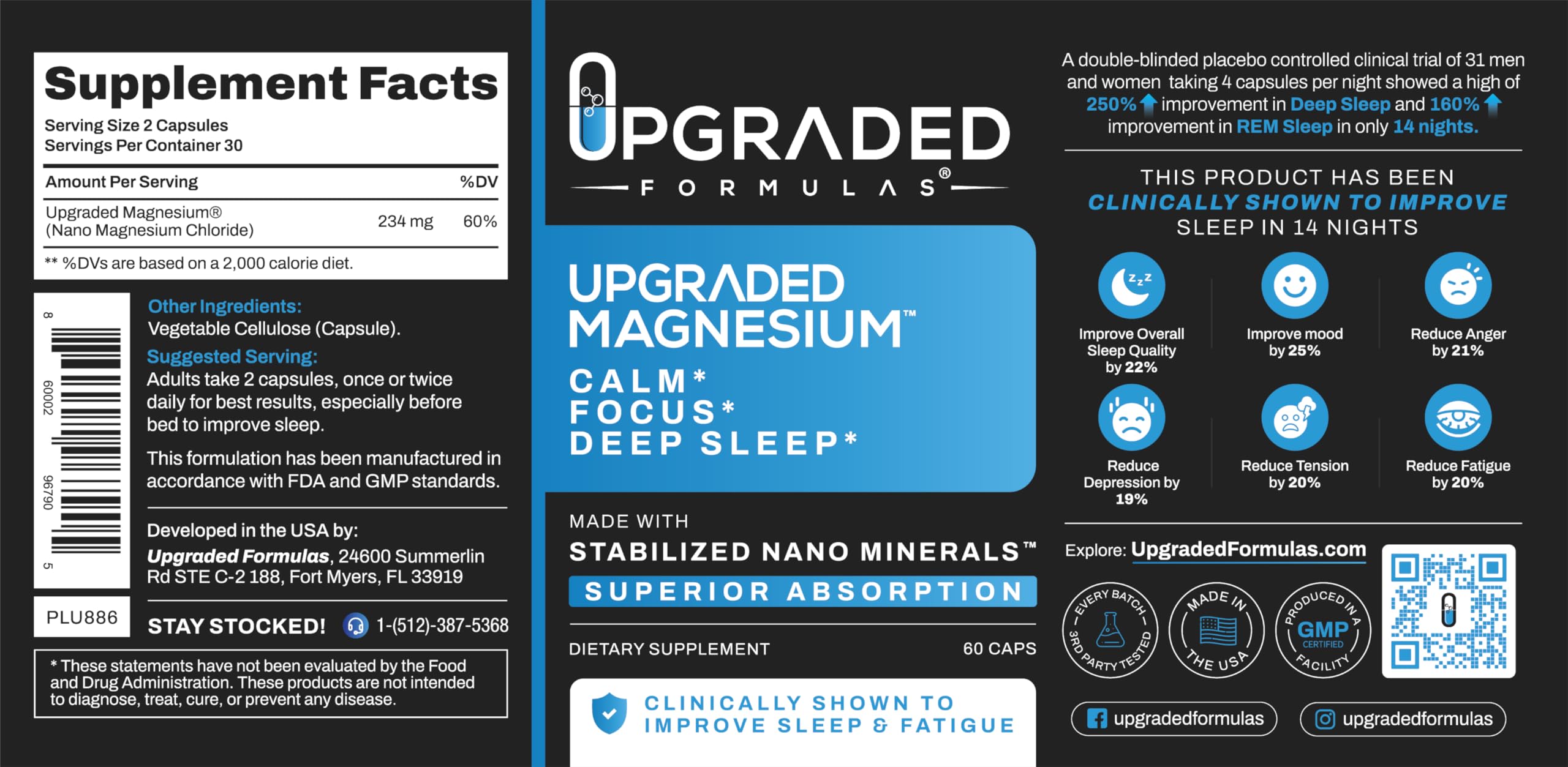 Upgraded Formulas Nano Magnesium Supplement amber-glass bottle conveys premium packaging.