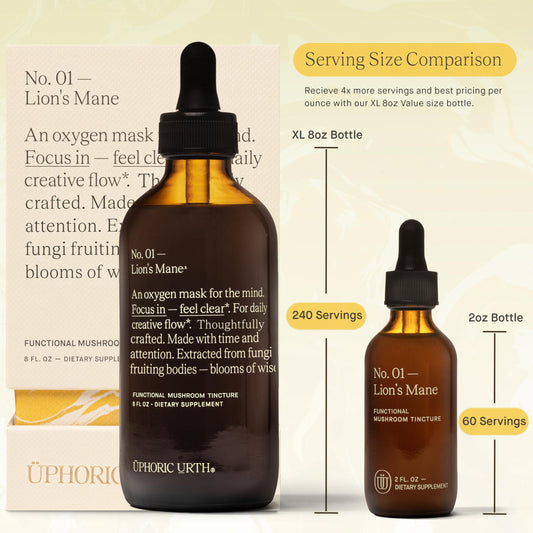 Lions Mane tincture being poured for quick absorption and focus