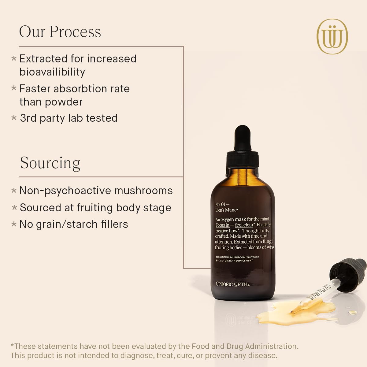 Side view of tincture on natural surface