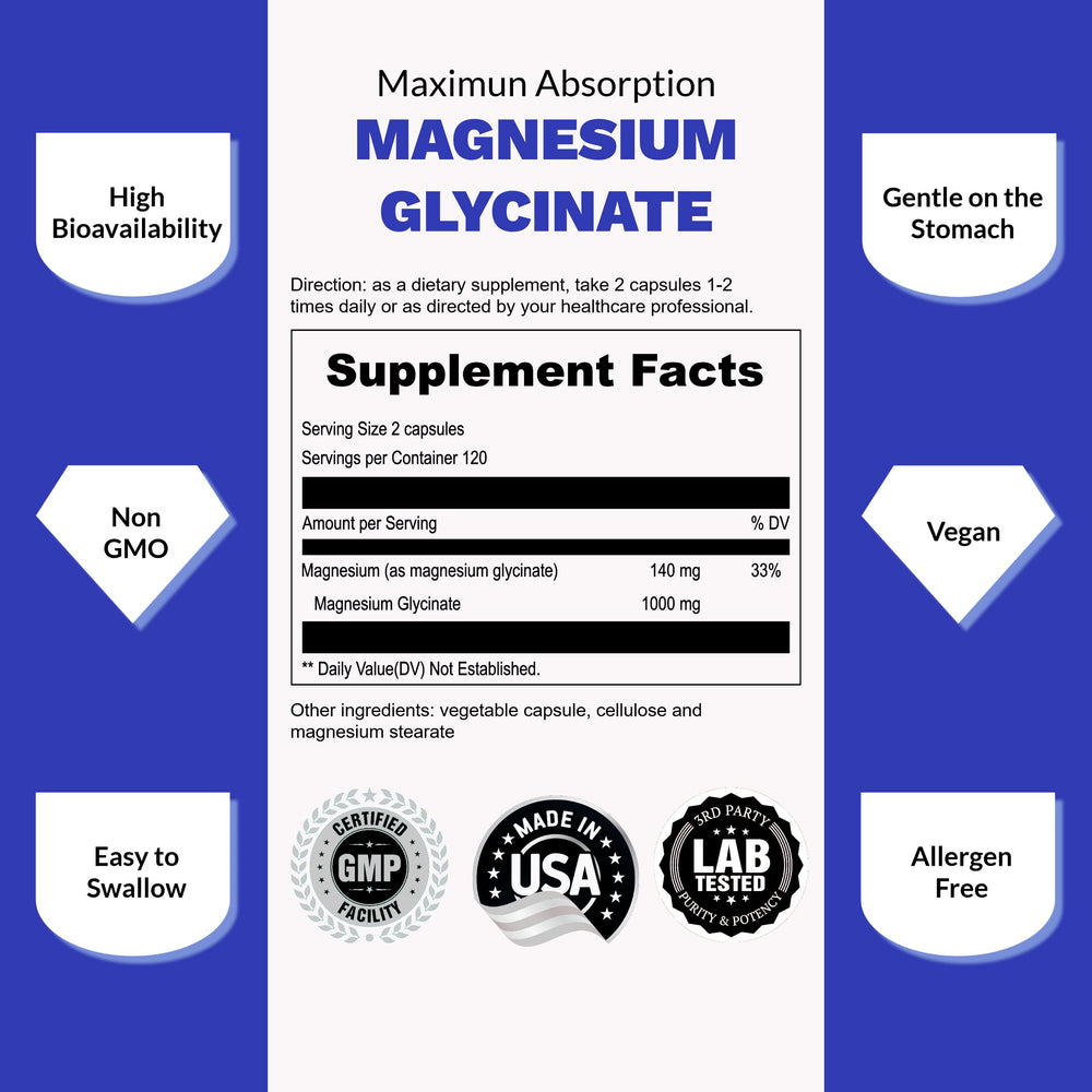 UpNourish chelated magnesium glycinate capsules in hand for easy daily supplementation.