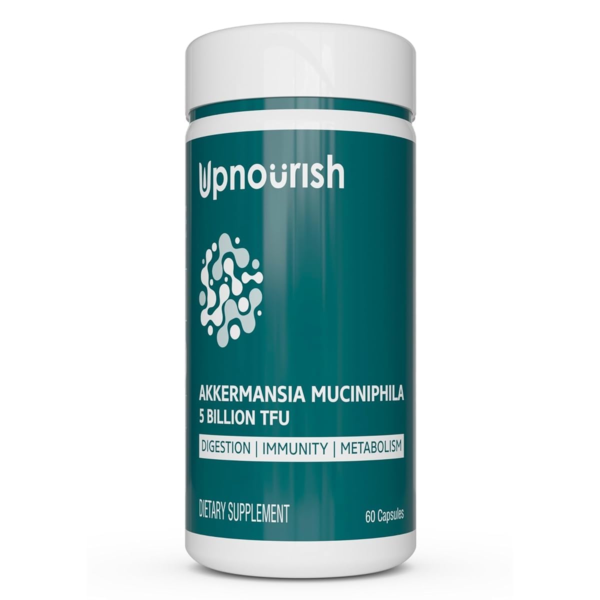 UpNourish Probiotics bottle front highlights GLP-1 support benefits