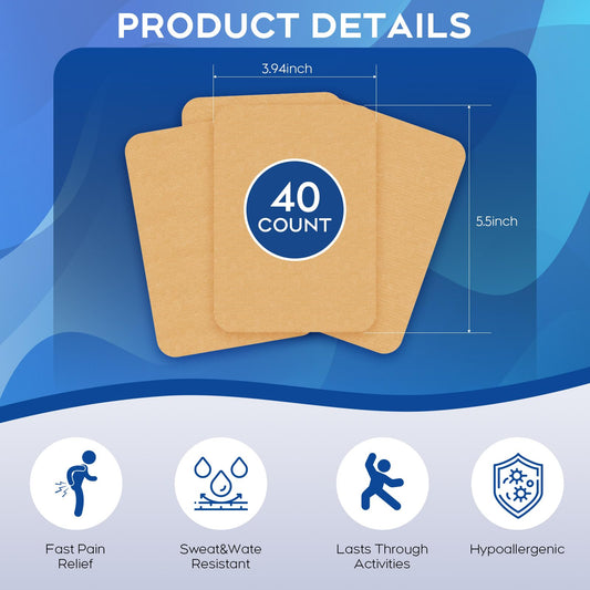 Uposiut Lidocaine 4% patches on back provide targeted muscle support for daily activities.