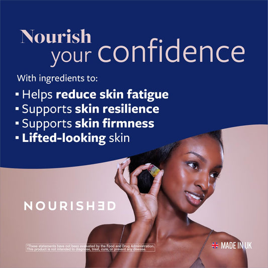 Upsa Nourished Collagen Skin Lift bottle close-up highlights protective capsule layers preserving potency.