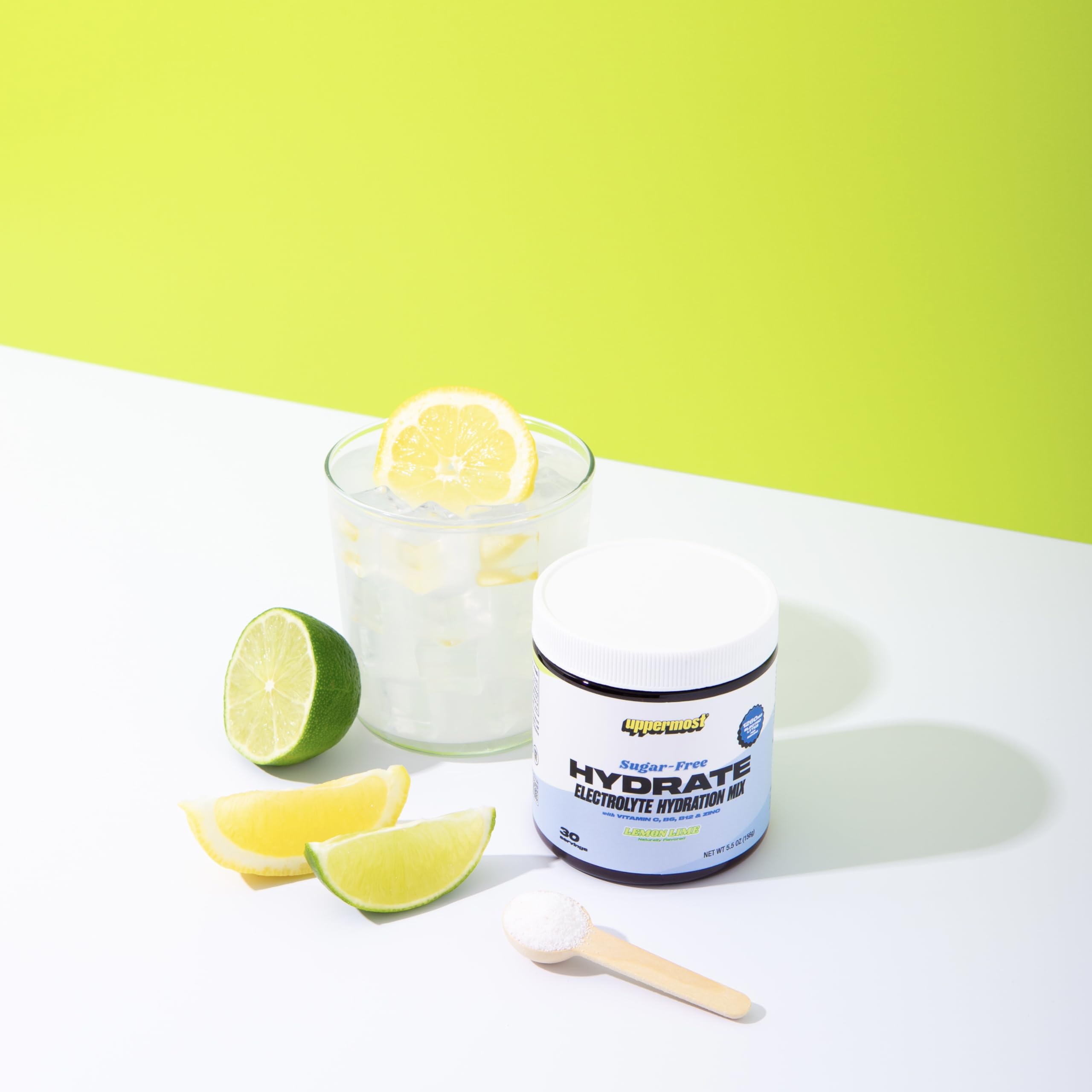 UPPERMOST Hydrate glass with dissolved drink offers tasty, balanced hydration.