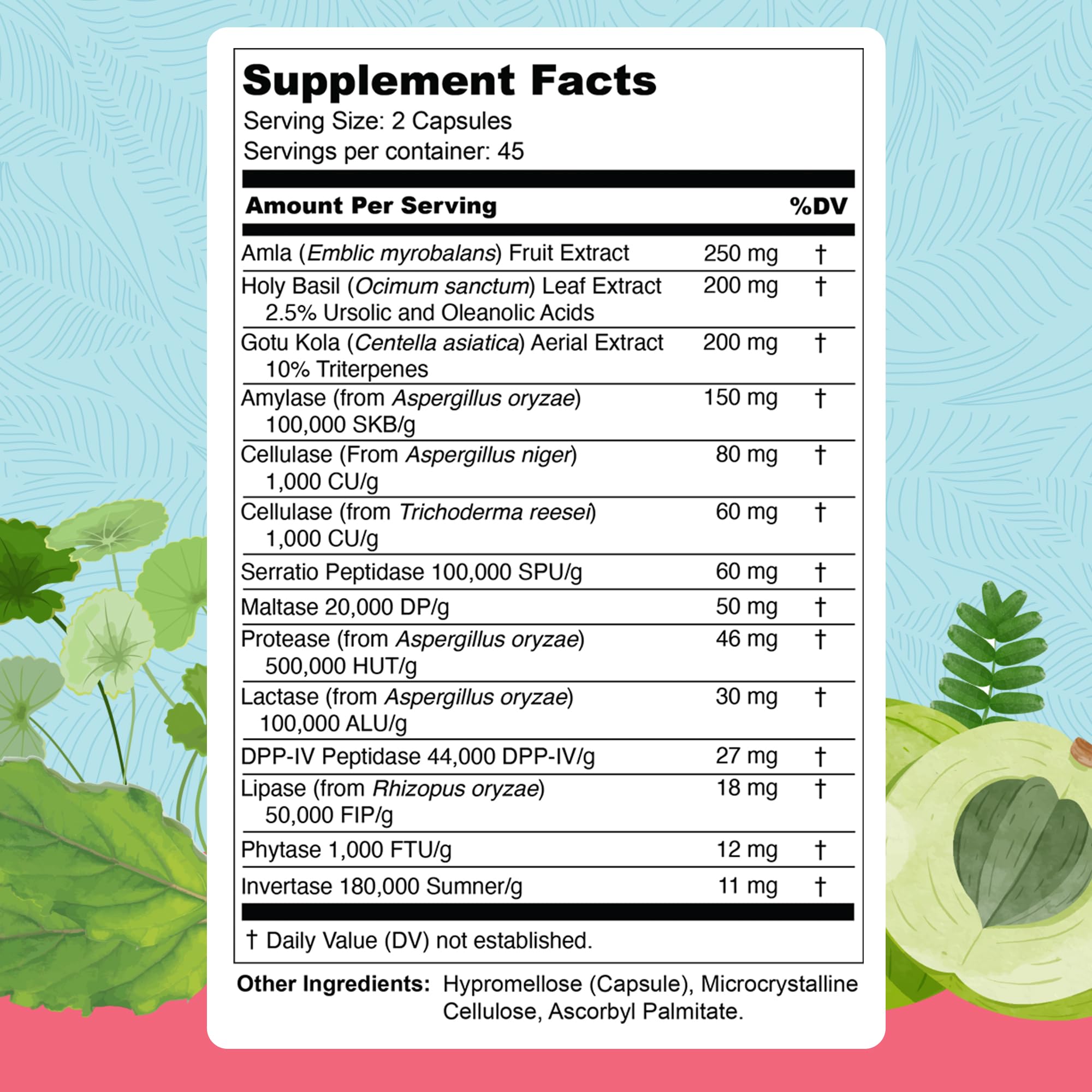 UpWellness Total Revive+ capsules closeup highlights the enzyme blend for improved digestion.