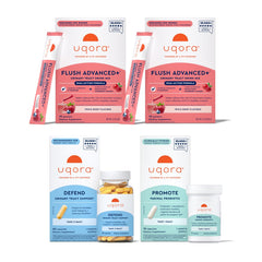 Uqora Flush Advanced+ drink mix ready to blend into a daily urinary health routine