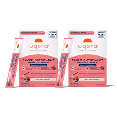 Uqora Flush Advanced Plus cranberry powder packet close-up for daily urinary health support