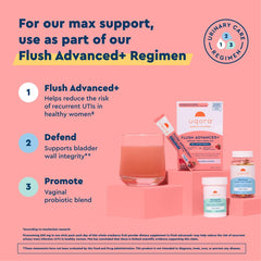 Uqora Flush Advanced Plus gluten-free vegan label on packaging