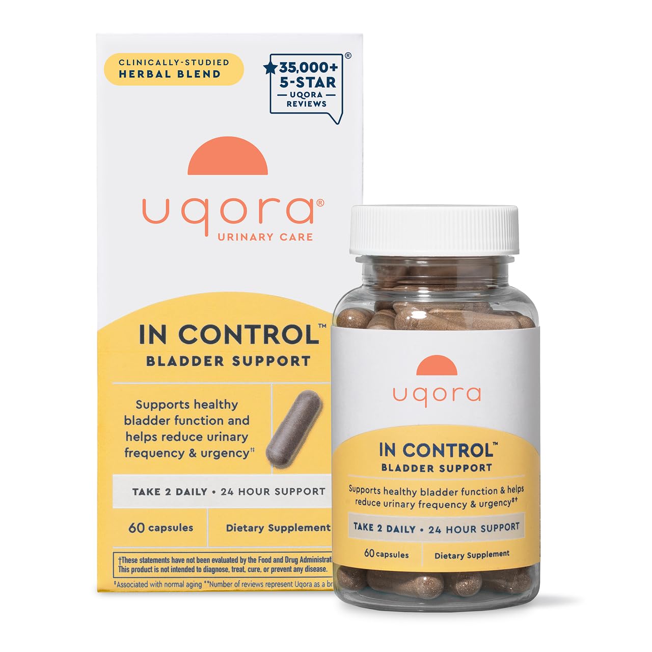 Uqora In Control bottle front view highlighting daily bladder support.