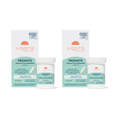Uqora Promote bottle front view showing two-pack packaging for vaginal health support