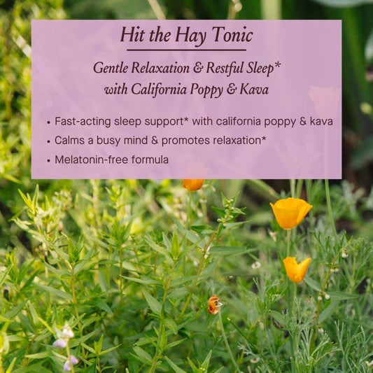 Urban Moonshine Hit The Hay tincture bottle closeup highlighting fast-acting herbal blend
