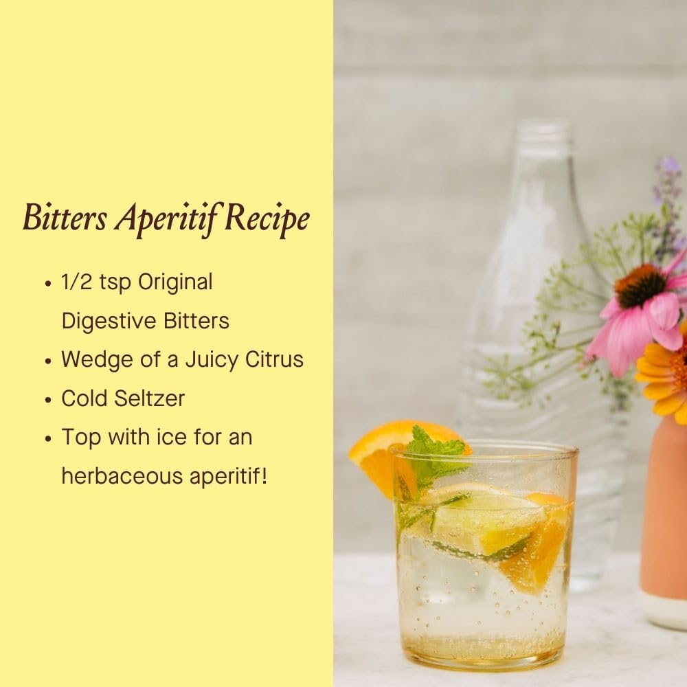 Urban Moonshine Original Digestive Bitters packaging shows organic certification signaling sustainable sourcing.