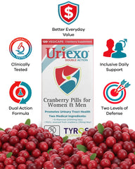 Uriexo vegan non-GMO gluten-free symbols on label.
