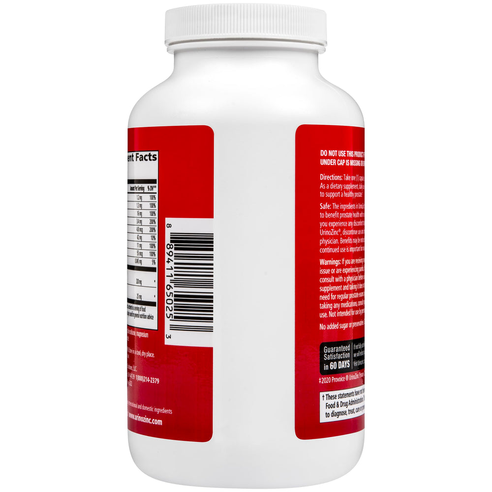Urinozinc Classic tablets on white surface for daily prostate support.