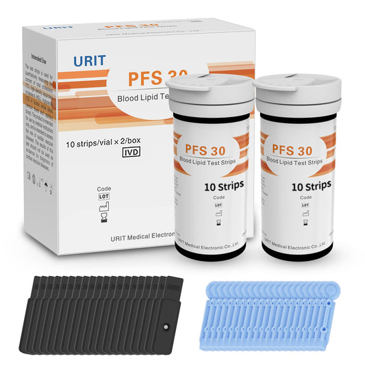 URIT 5 in 1 lipid test strip kit front view for convenient home lipid screening.